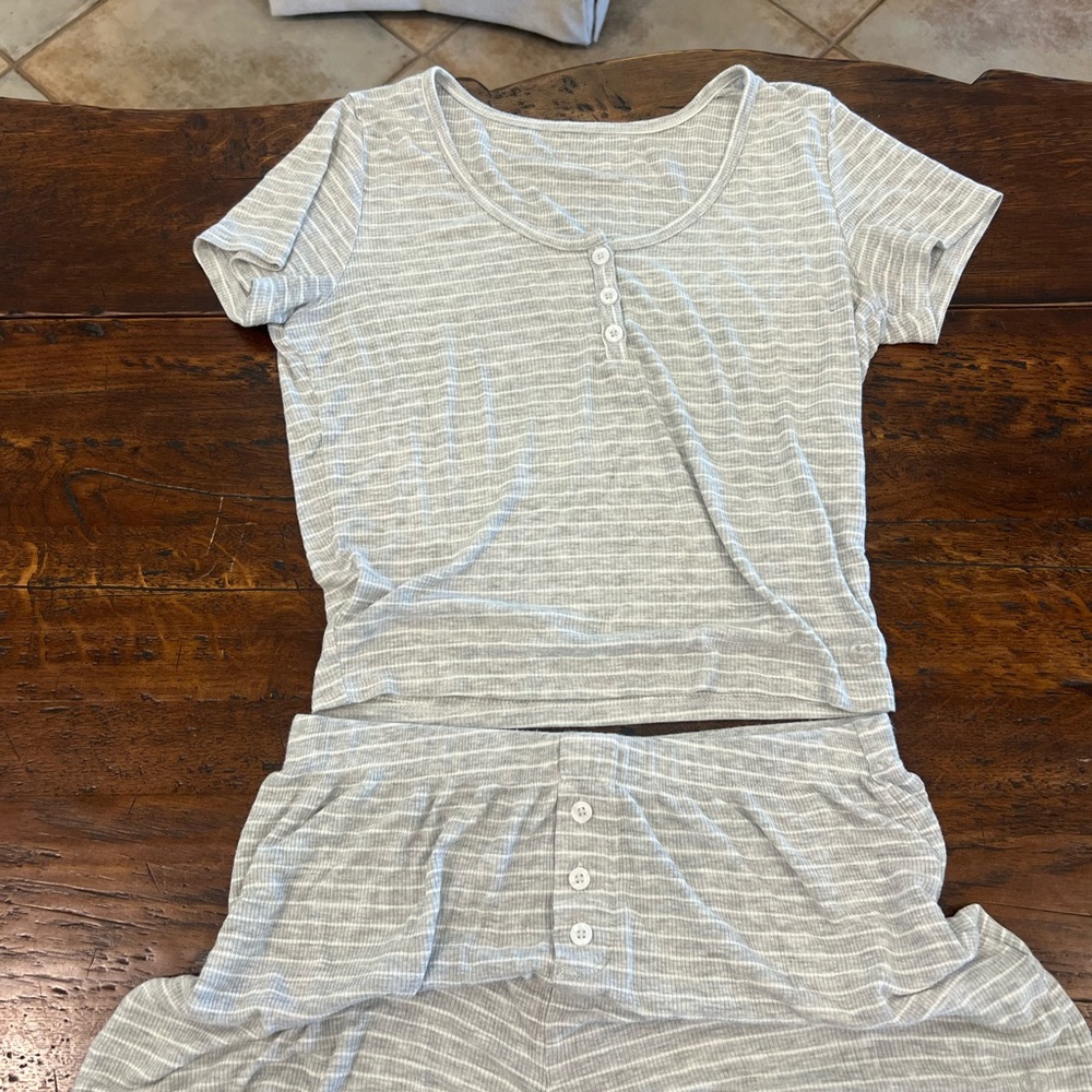 Button-Up Striped Pajama Set